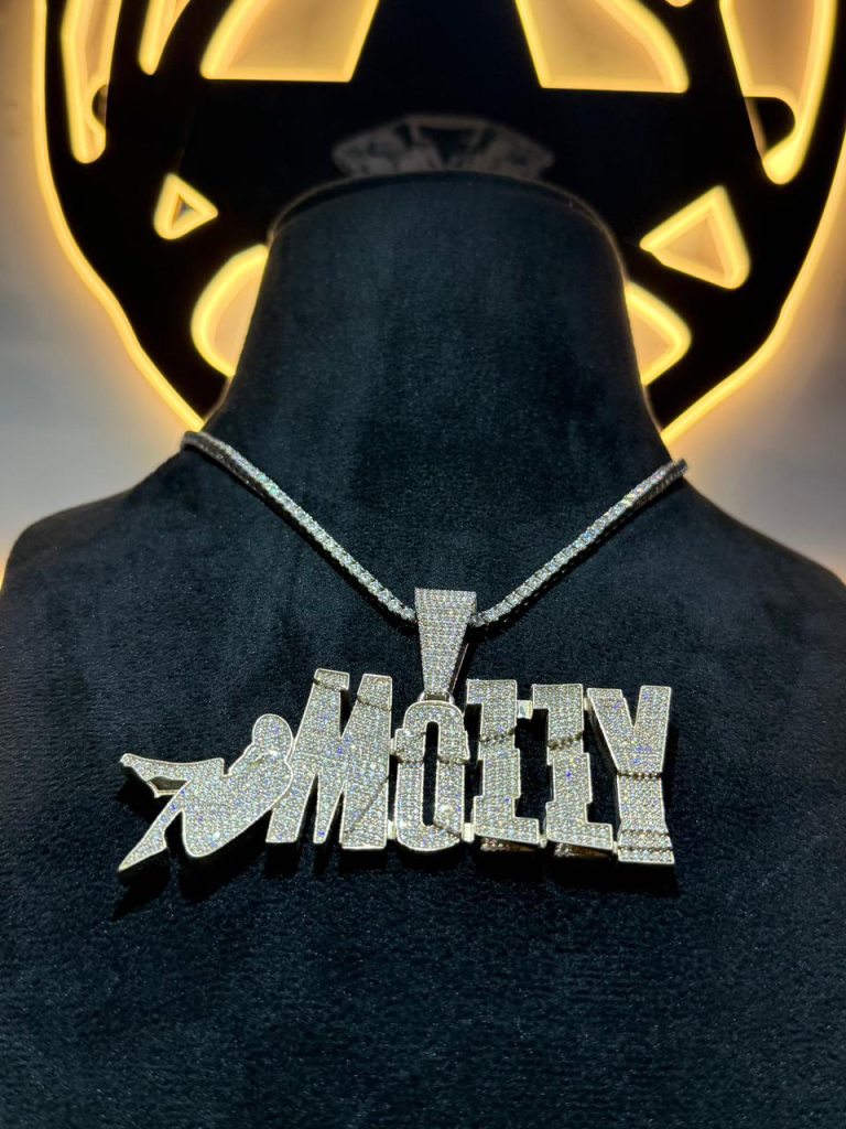 M0zzy Diamond Pendant , Hip Hop Hanz Pendant , Silver , Gold Personalised Pendant