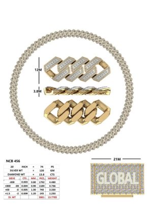12mm Cuban Fully Iced Out Diamond Chain  0