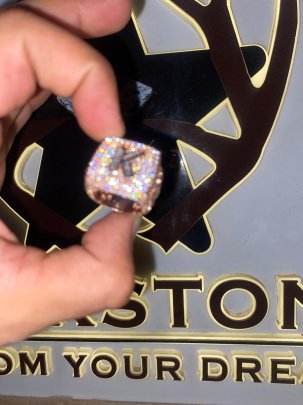 Hip Hop K Letter With Baguettes Diamond Ring