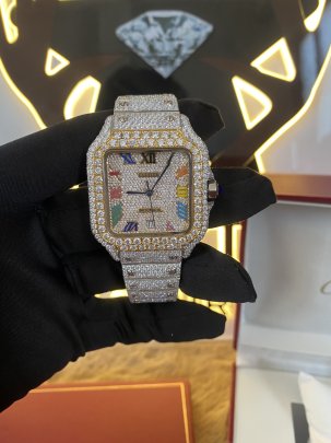 Premium Swiss Made Stainless Steel Moissanite Diamond Studded Fully Iced Out Watches