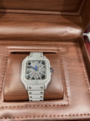 Premium Swiss Made Stainless Steel Moissanite Diamond Studded Fully Iced Out Watches 0