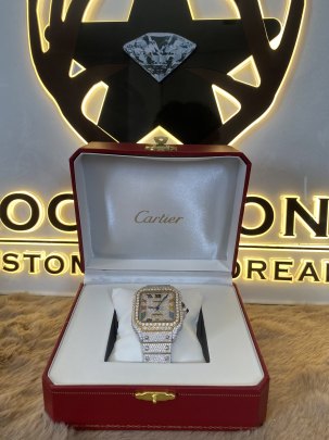 Premium Swiss Made Stainless Steel Moissanite Diamond Studded Fully Iced Out Watches 0