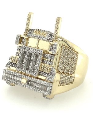 Toy Truck Diamond Ring , Monster Trailer Truck Modern Fashion Ring